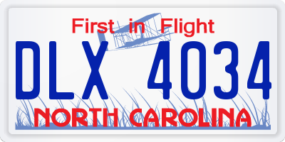NC license plate DLX4034