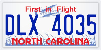 NC license plate DLX4035