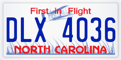 NC license plate DLX4036