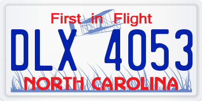 NC license plate DLX4053