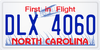 NC license plate DLX4060