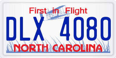 NC license plate DLX4080
