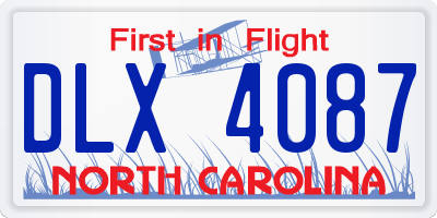 NC license plate DLX4087