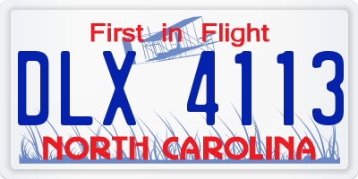 NC license plate DLX4113