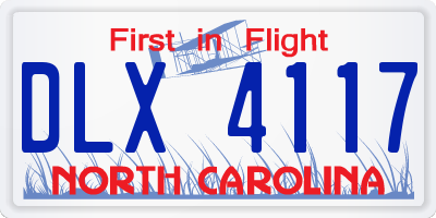 NC license plate DLX4117
