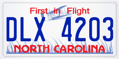 NC license plate DLX4203
