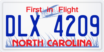 NC license plate DLX4209