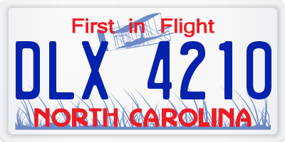 NC license plate DLX4210