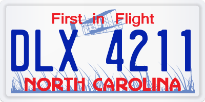 NC license plate DLX4211