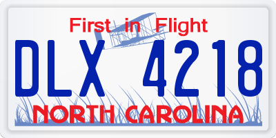 NC license plate DLX4218