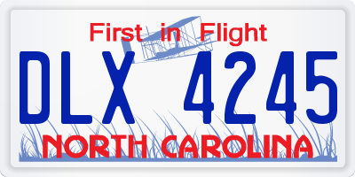 NC license plate DLX4245