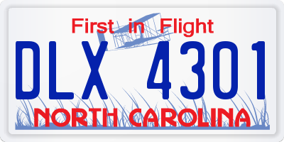 NC license plate DLX4301