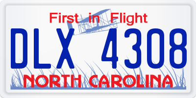 NC license plate DLX4308