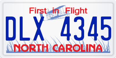 NC license plate DLX4345