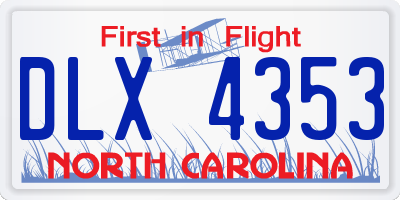 NC license plate DLX4353