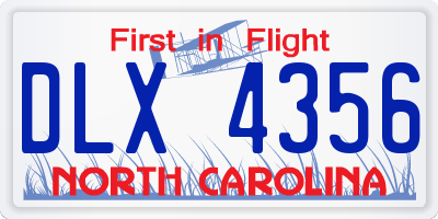 NC license plate DLX4356