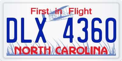 NC license plate DLX4360