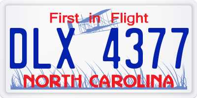 NC license plate DLX4377