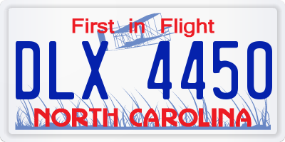 NC license plate DLX4450