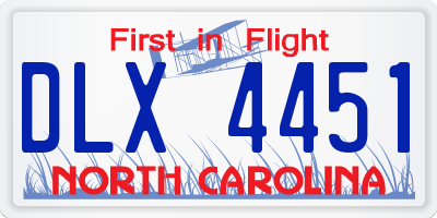 NC license plate DLX4451