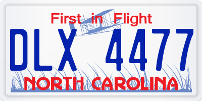 NC license plate DLX4477
