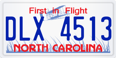 NC license plate DLX4513