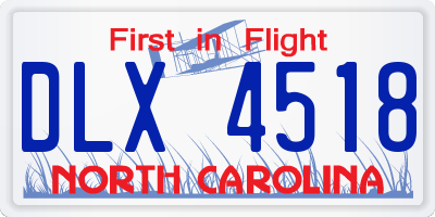 NC license plate DLX4518