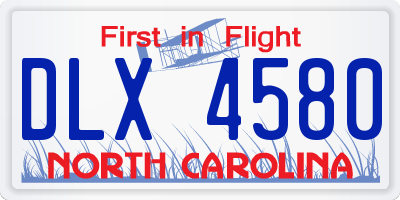 NC license plate DLX4580