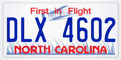 NC license plate DLX4602