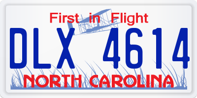 NC license plate DLX4614