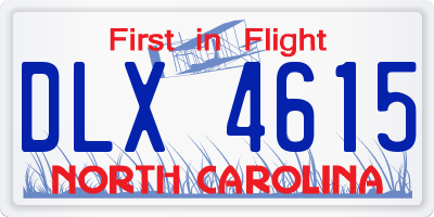 NC license plate DLX4615