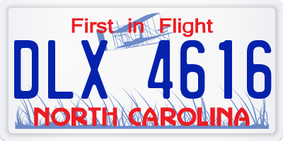 NC license plate DLX4616