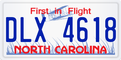 NC license plate DLX4618