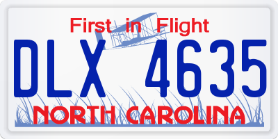 NC license plate DLX4635