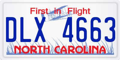 NC license plate DLX4663
