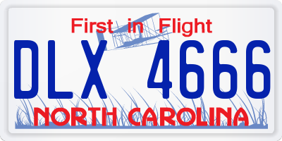 NC license plate DLX4666