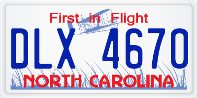 NC license plate DLX4670