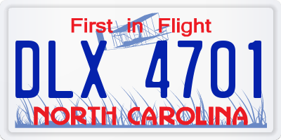 NC license plate DLX4701