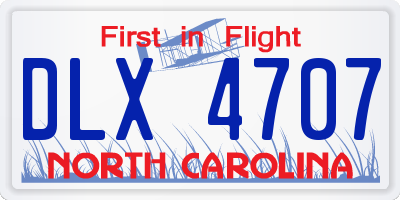 NC license plate DLX4707