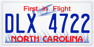 NC license plate DLX4722