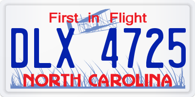 NC license plate DLX4725