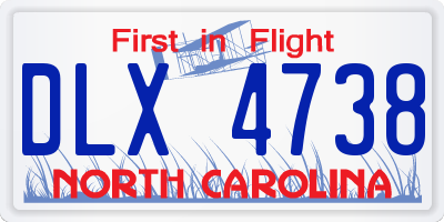 NC license plate DLX4738