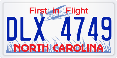 NC license plate DLX4749