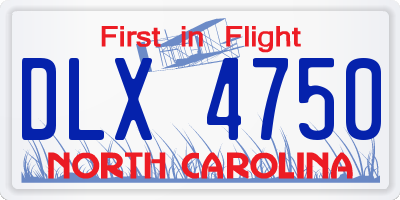 NC license plate DLX4750