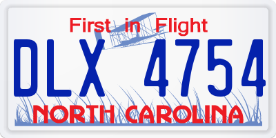 NC license plate DLX4754