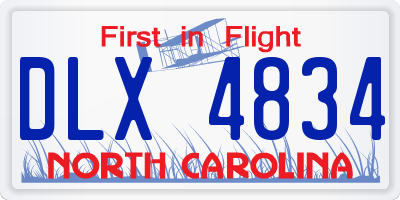 NC license plate DLX4834