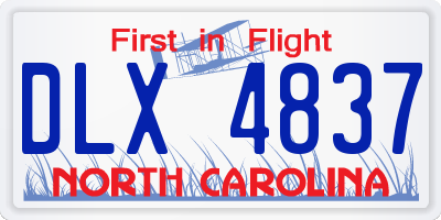NC license plate DLX4837