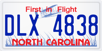 NC license plate DLX4838