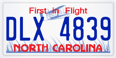 NC license plate DLX4839