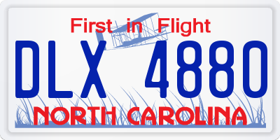 NC license plate DLX4880